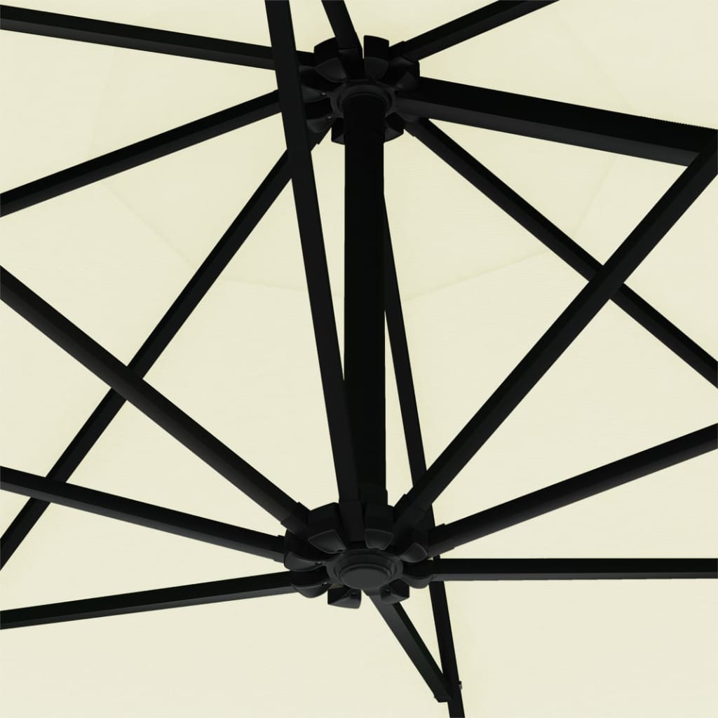 Prie sienos montuojamas sodo skėtis su LED, smėlio, 300cm