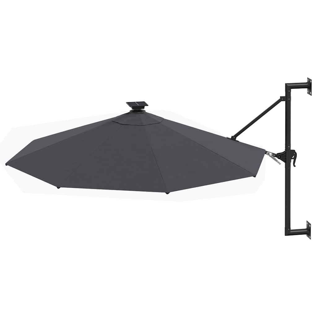 Prie sienos montuojamas sodo skėtis su LED, antracito, 300cm