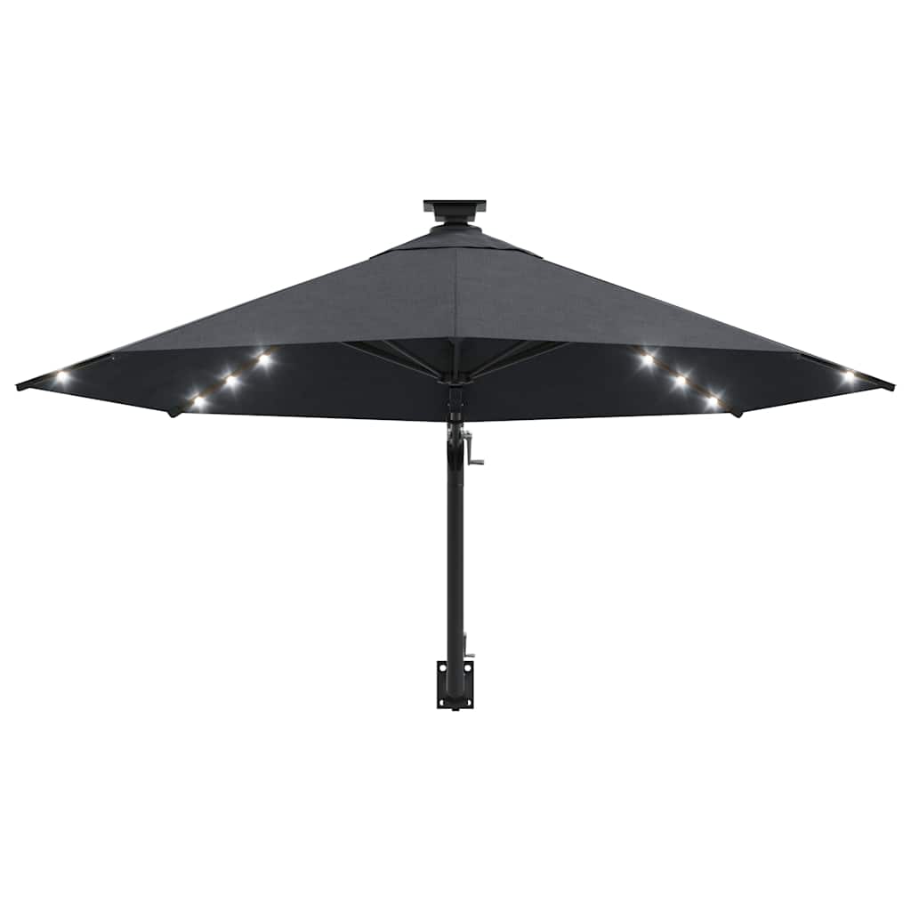 Prie sienos montuojamas sodo skėtis su LED, antracito, 300cm