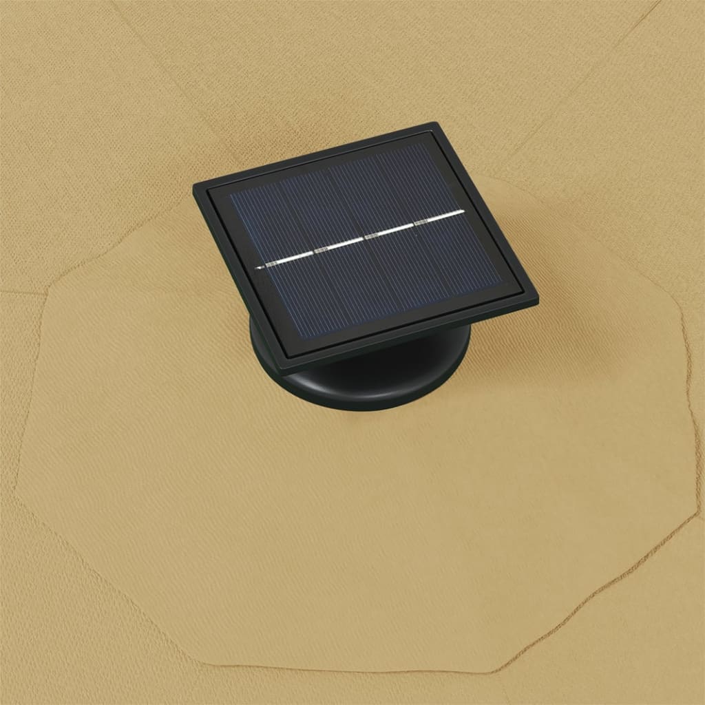 Prie sienos montuojamas sodo skėtis su LED, taupe, 300cm