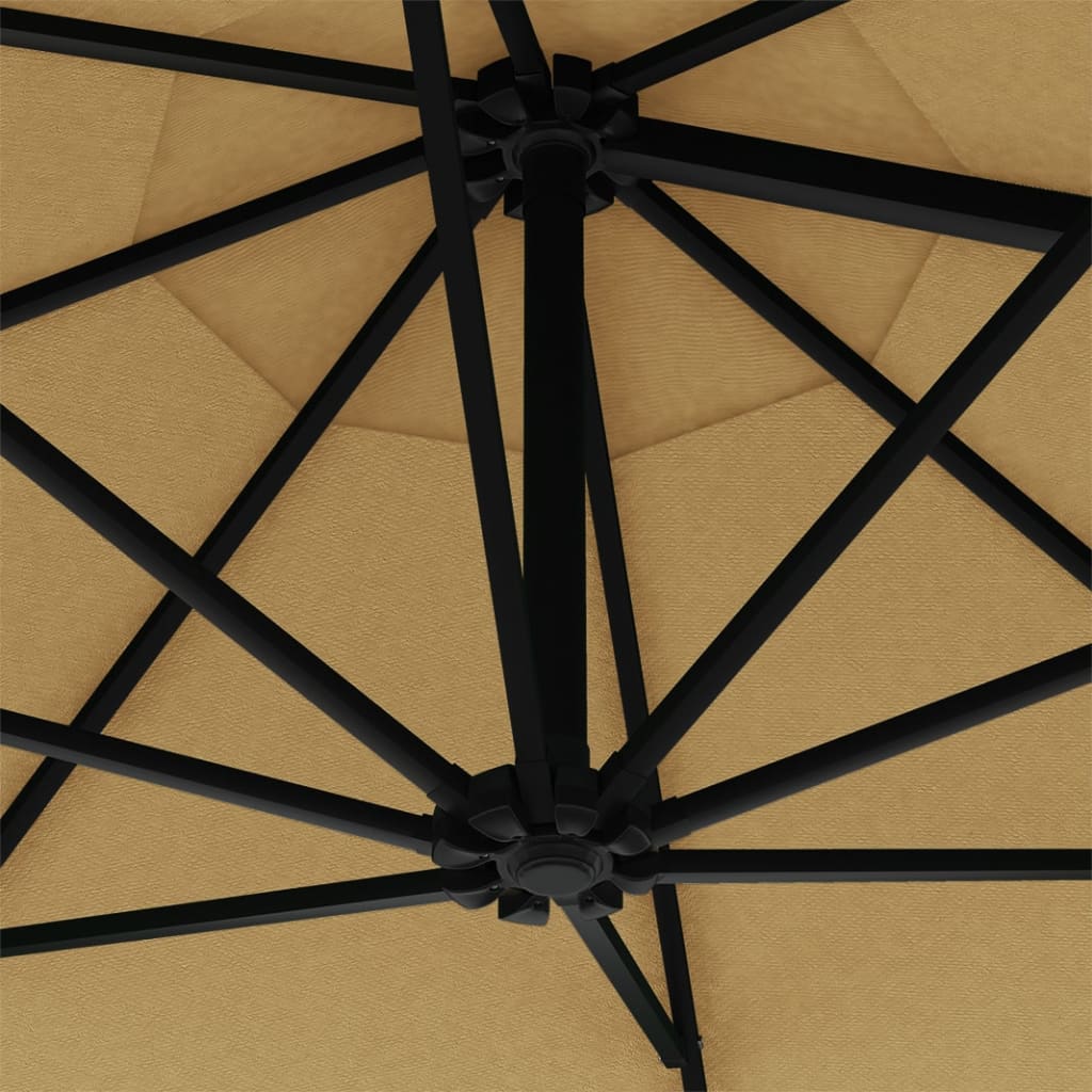 Prie sienos montuojamas sodo skėtis su LED, taupe, 300cm