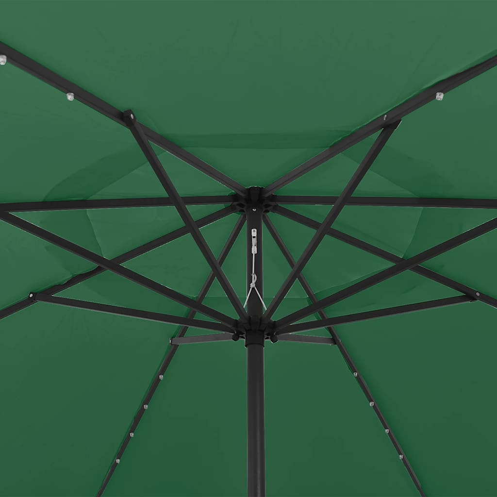 Sodo skėtis nuo saulės su LED lemputėmis, žalias, 400cm