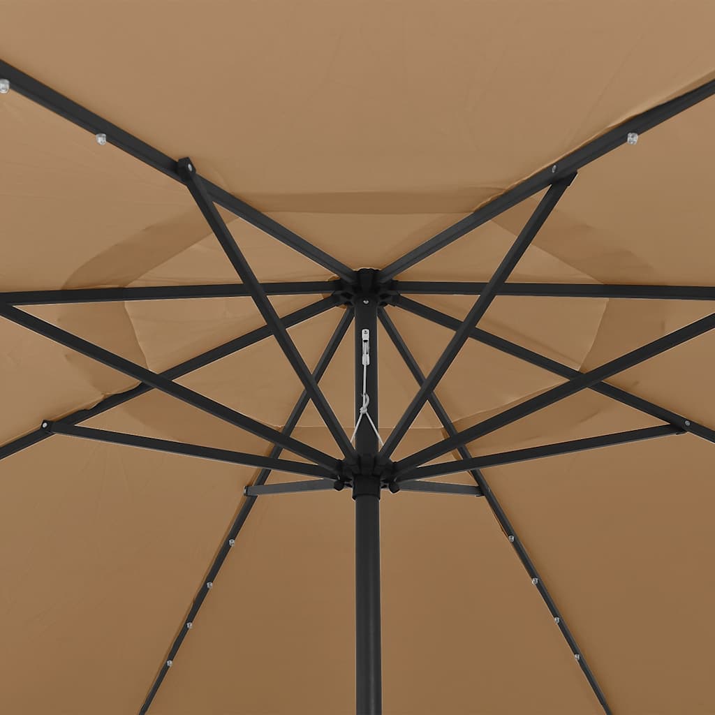 Sodo skėtis nuo saulės su LED lemputėmis, taupe, 400cm