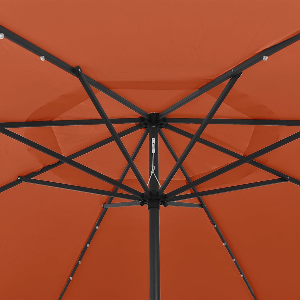Sodo skėtis nuo saulės su LED lemputėmis, terakota, 400cm