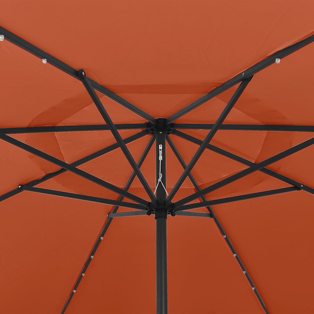 Sodo skėtis nuo saulės su LED lemputėmis, terakota, 400cm