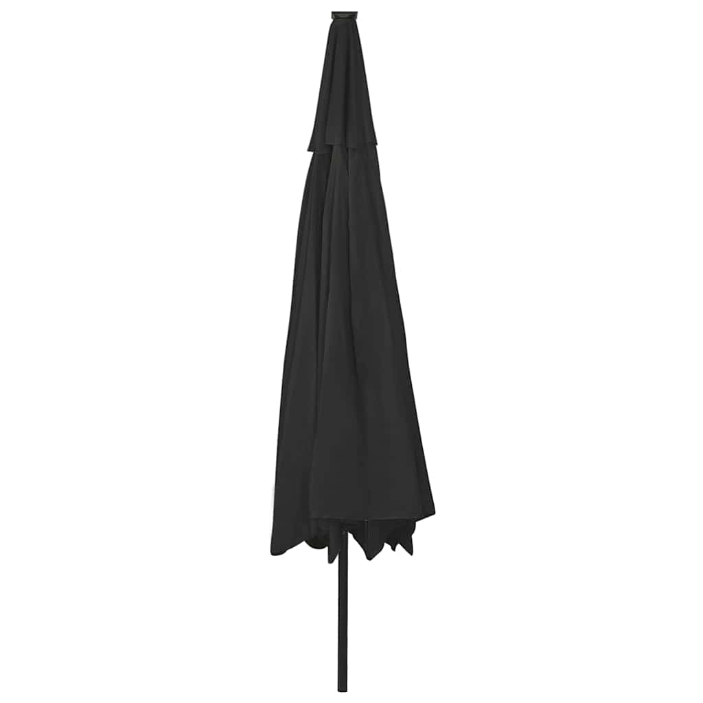 Sodo skėtis nuo saulės su LED lemputėmis, juodas, 400cm