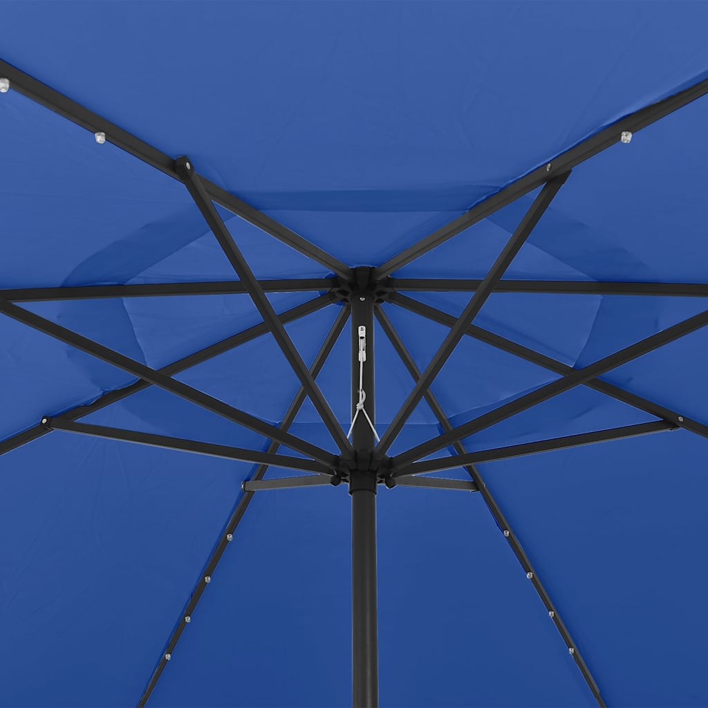 Sodo skėtis nuo saulės su LED lemputėmis, mėlynas, 400cm