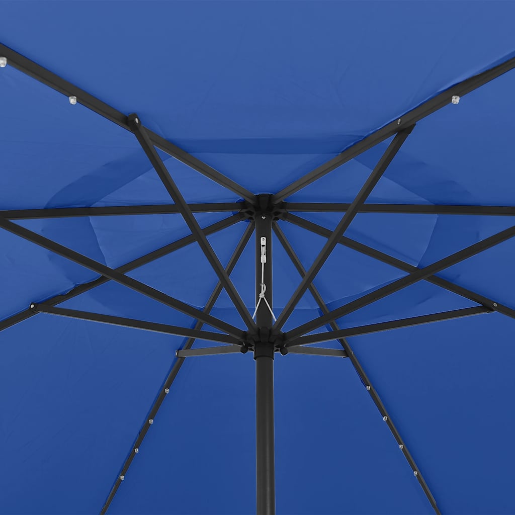 Sodo skėtis nuo saulės su LED lemputėmis, mėlynas, 400cm