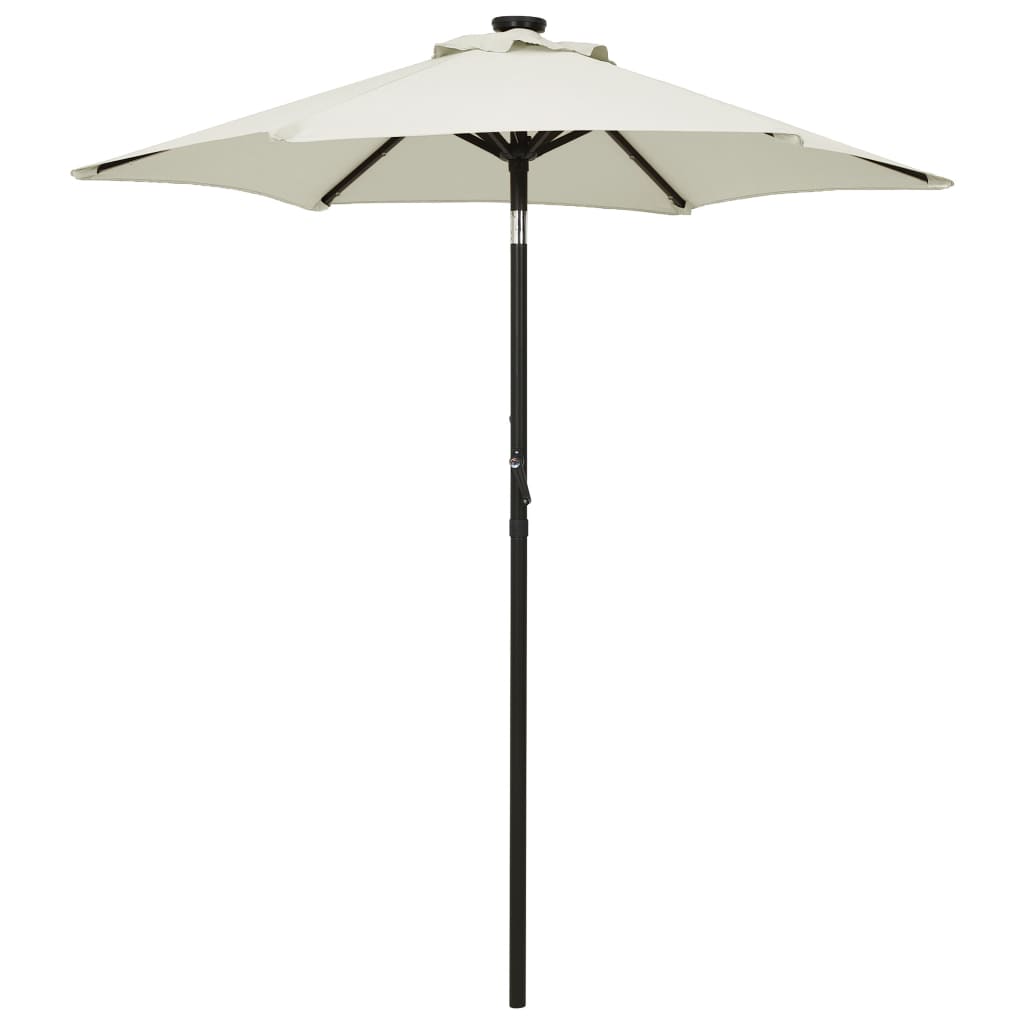 Sodo skėtis nuo saulės su LED, smėlio, 200x211cm, aliuminis
