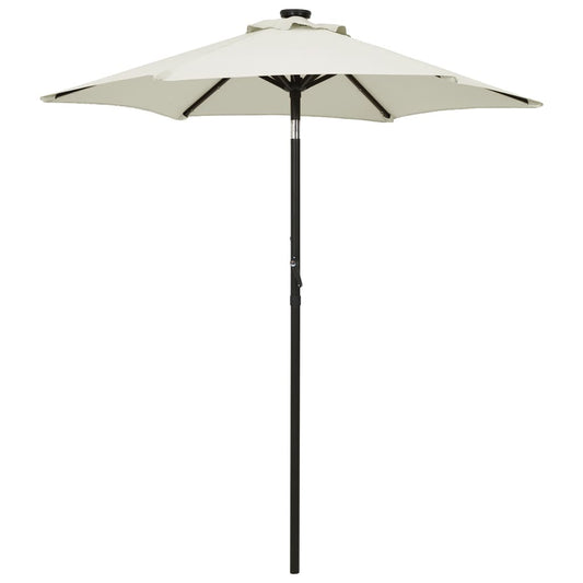 Sodo skėtis nuo saulės su LED, smėlio, 200x211cm, aliuminis