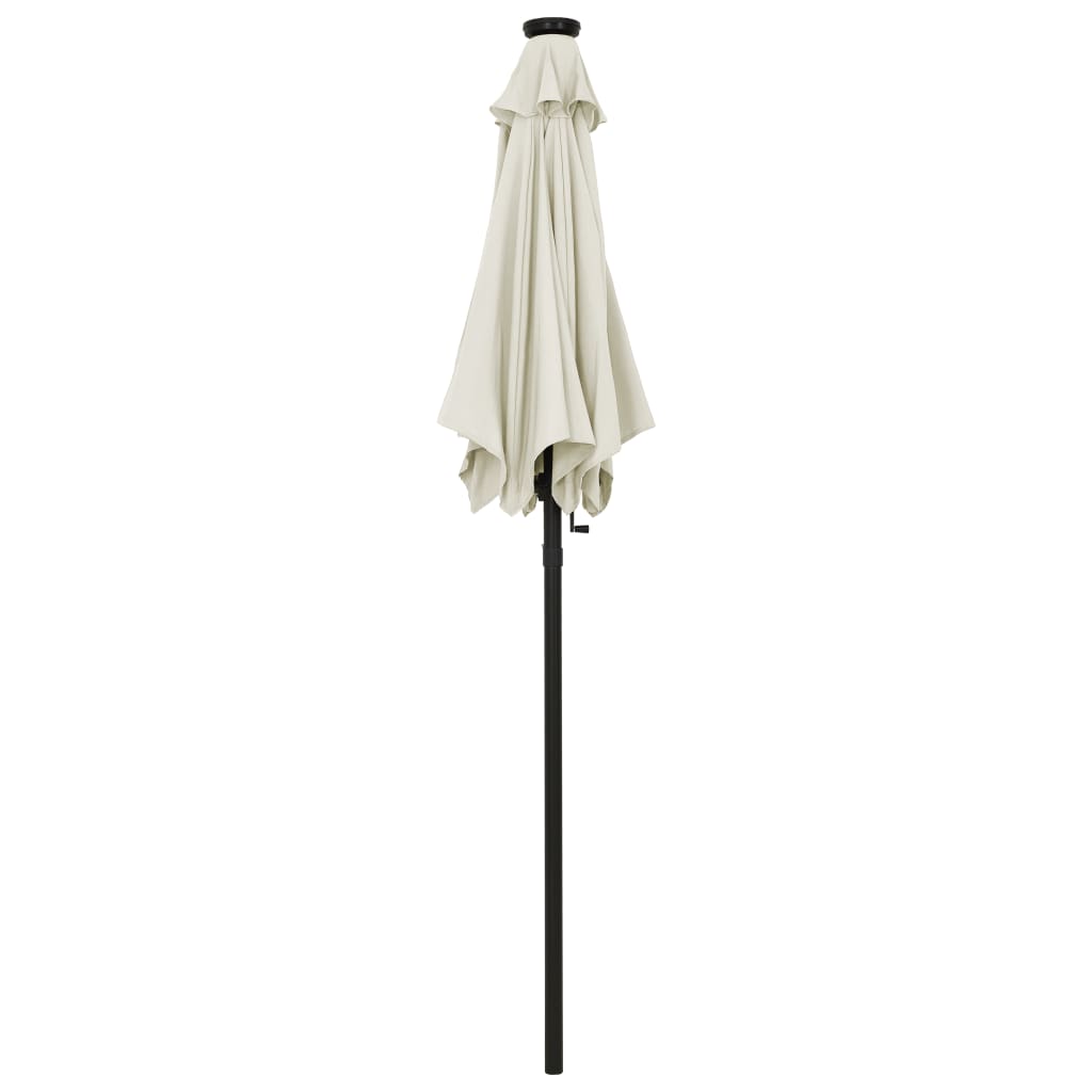 Sodo skėtis nuo saulės su LED, smėlio, 200x211cm, aliuminis