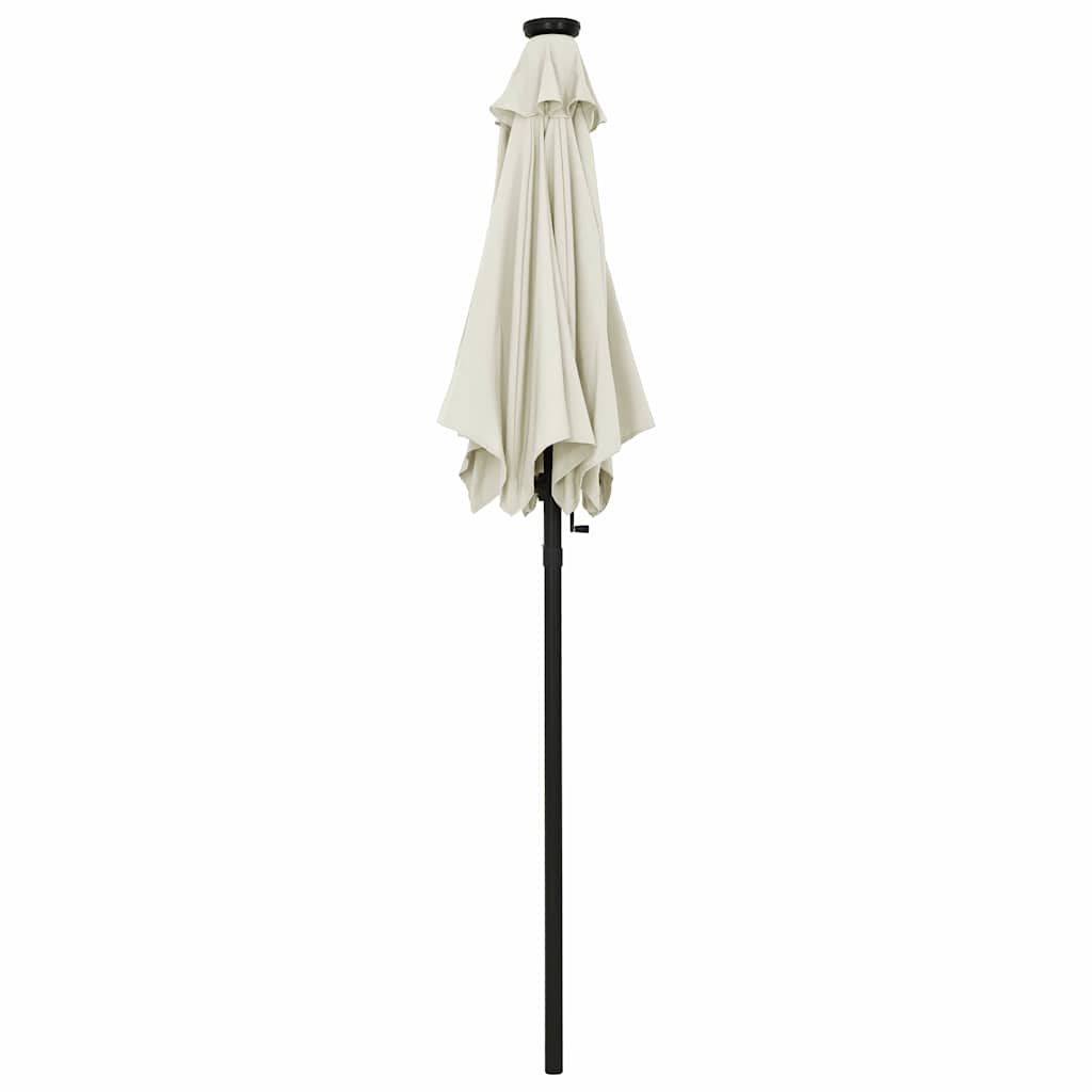 Sodo skėtis nuo saulės su LED, smėlio, 200x211cm, aliuminis