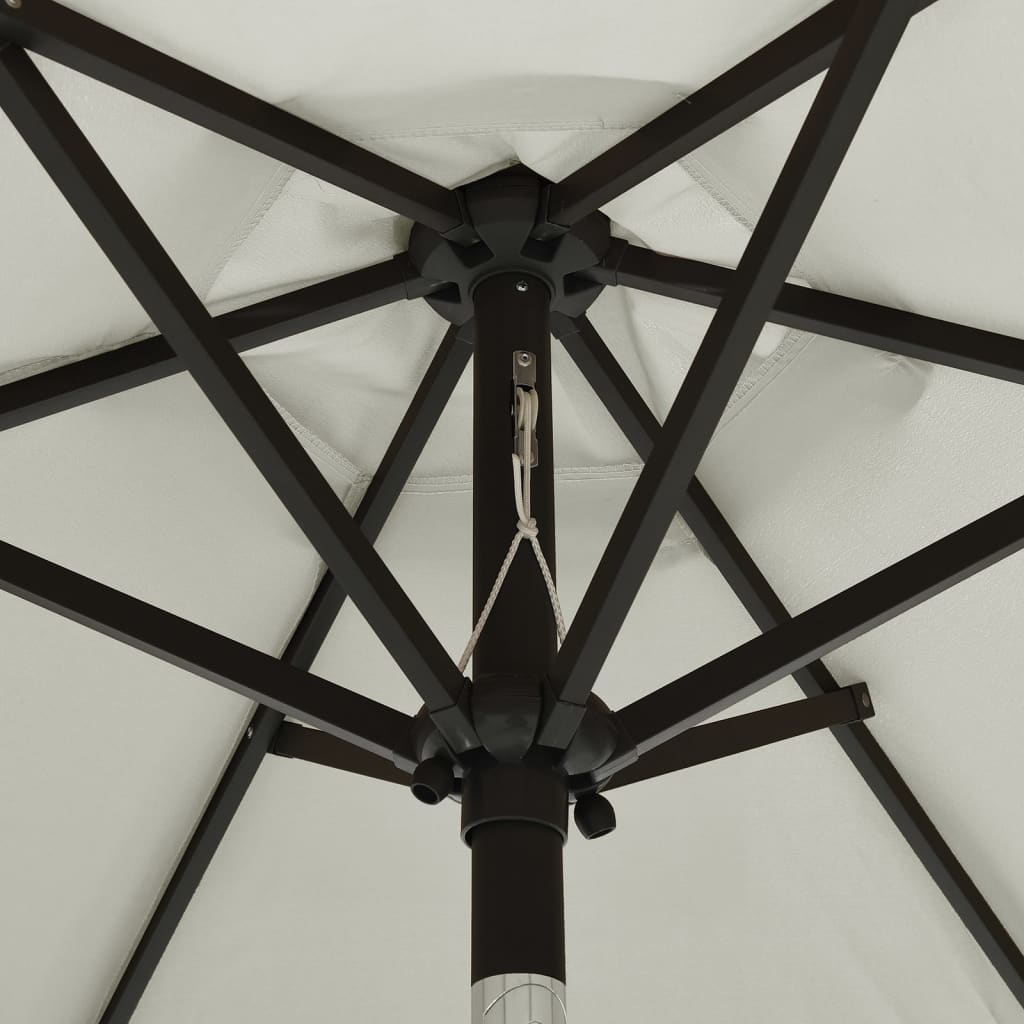 Sodo skėtis nuo saulės su LED, smėlio, 200x211cm, aliuminis