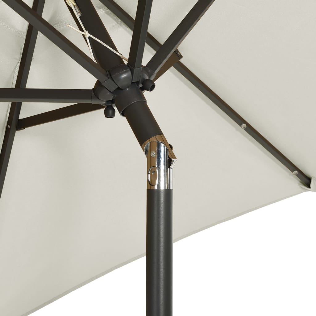 Sodo skėtis nuo saulės su LED, smėlio, 200x211cm, aliuminis
