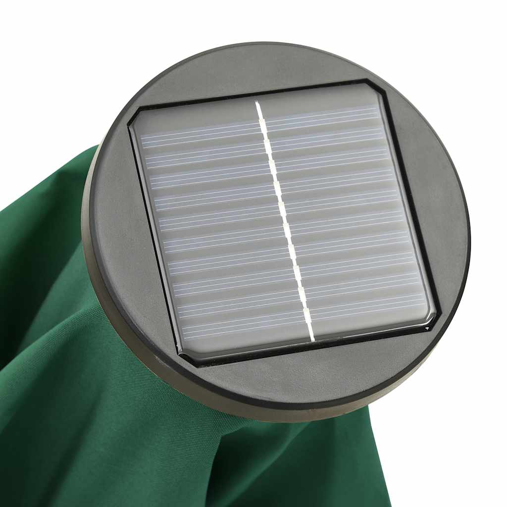 Sodo skėtis nuo saulės su LED, žalias, 200x211cm, aliuminis