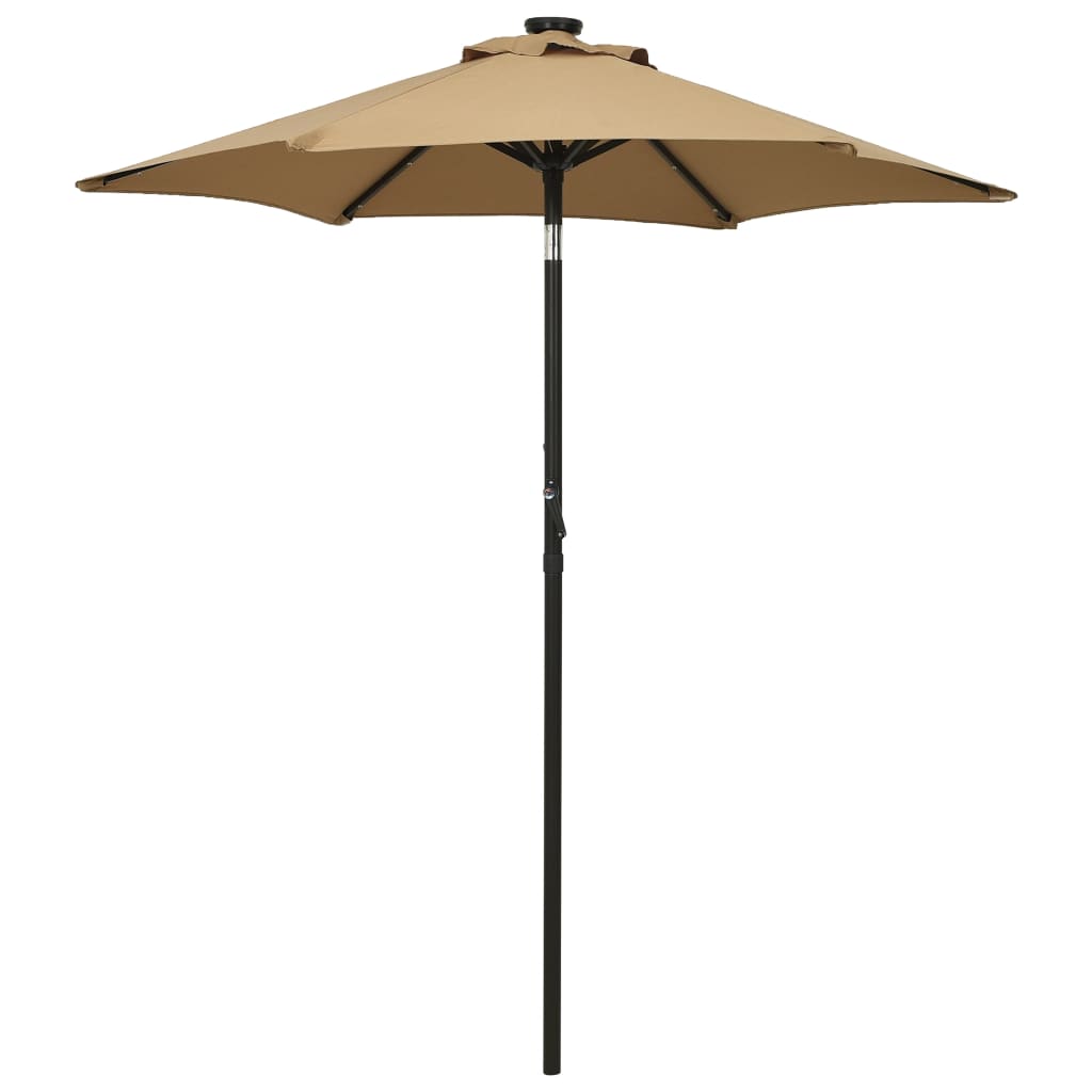 Sodo skėtis nuo saulės su LED, taupe, 200x211cm, aliuminis
