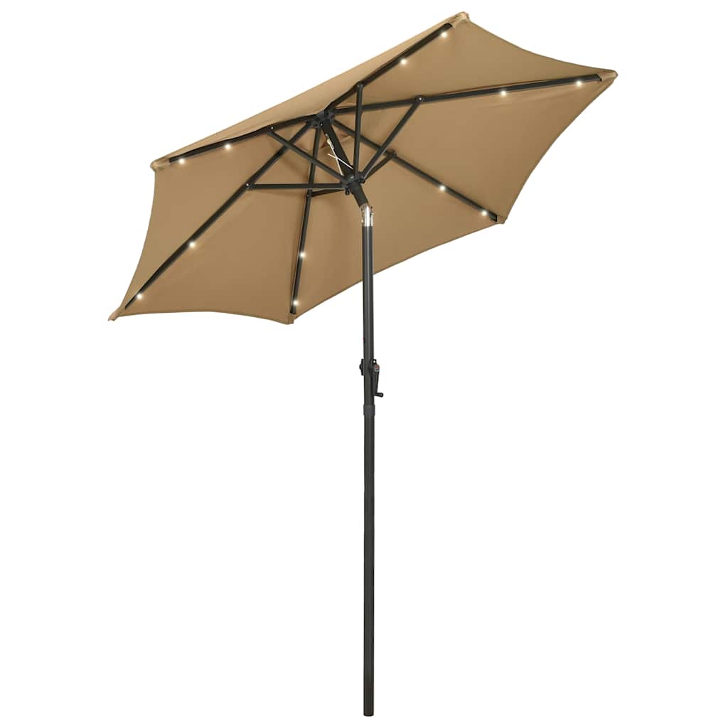 Sodo skėtis nuo saulės su LED, taupe, 200x211cm, aliuminis