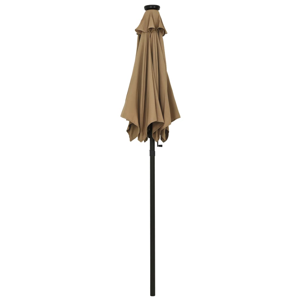 Sodo skėtis nuo saulės su LED, taupe, 200x211cm, aliuminis