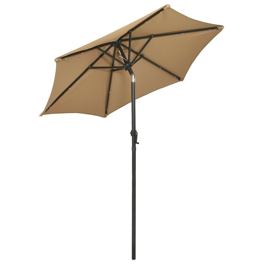 Sodo skėtis nuo saulės su LED, taupe, 200x211cm, aliuminis