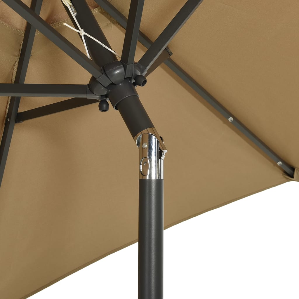Sodo skėtis nuo saulės su LED, taupe, 200x211cm, aliuminis