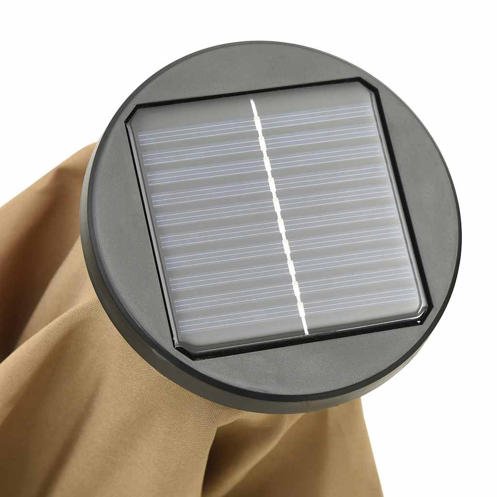 Sodo skėtis nuo saulės su LED, taupe, 200x211cm, aliuminis