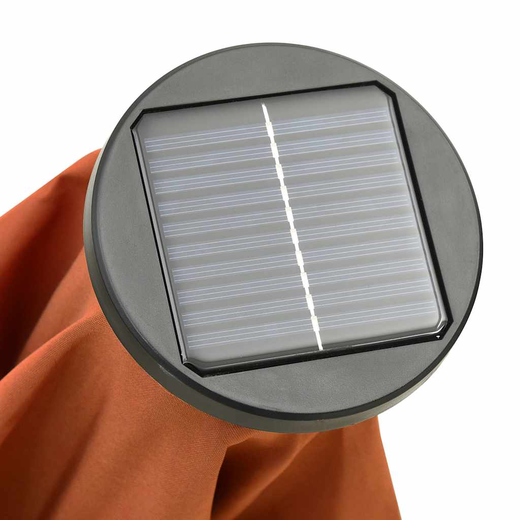 Sodo skėtis nuo saulės su LED, terakota, 200x211cm, aliuminis