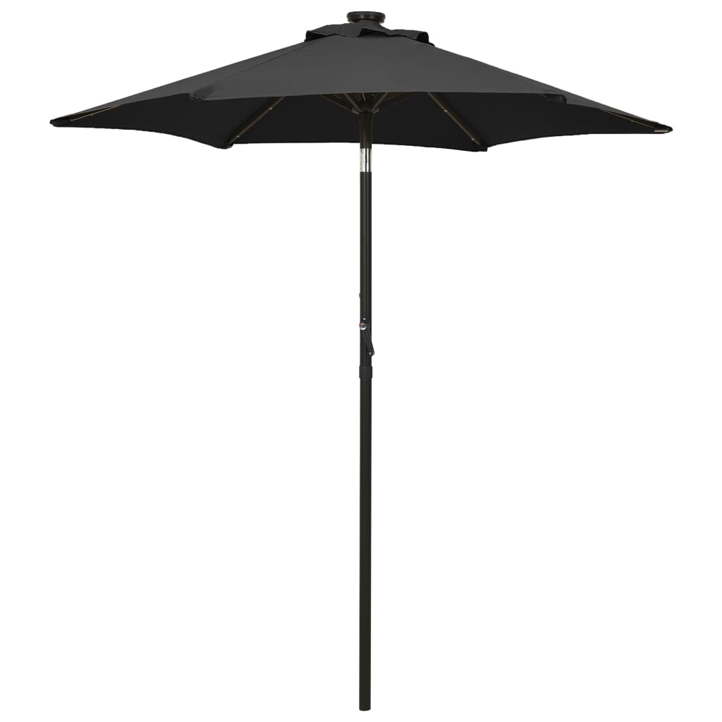 Sodo skėtis nuo saulės su LED, juodas, 200x211cm, aliuminis