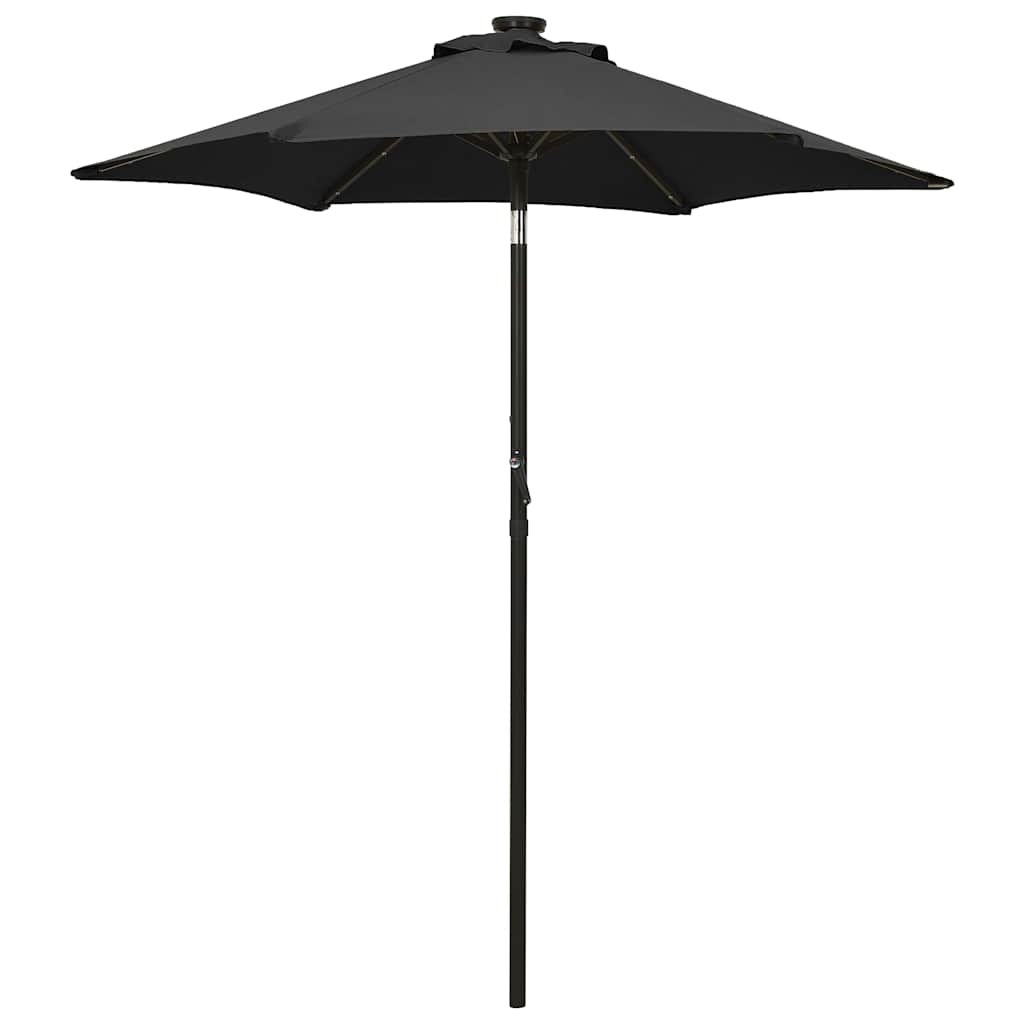 Sodo skėtis nuo saulės su LED, juodas, 200x211cm, aliuminis