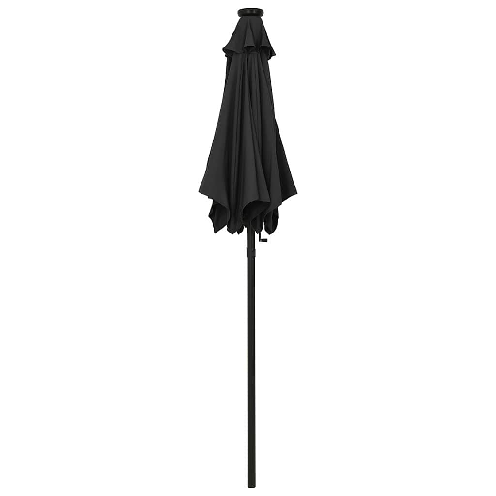 Sodo skėtis nuo saulės su LED, juodas, 200x211cm, aliuminis