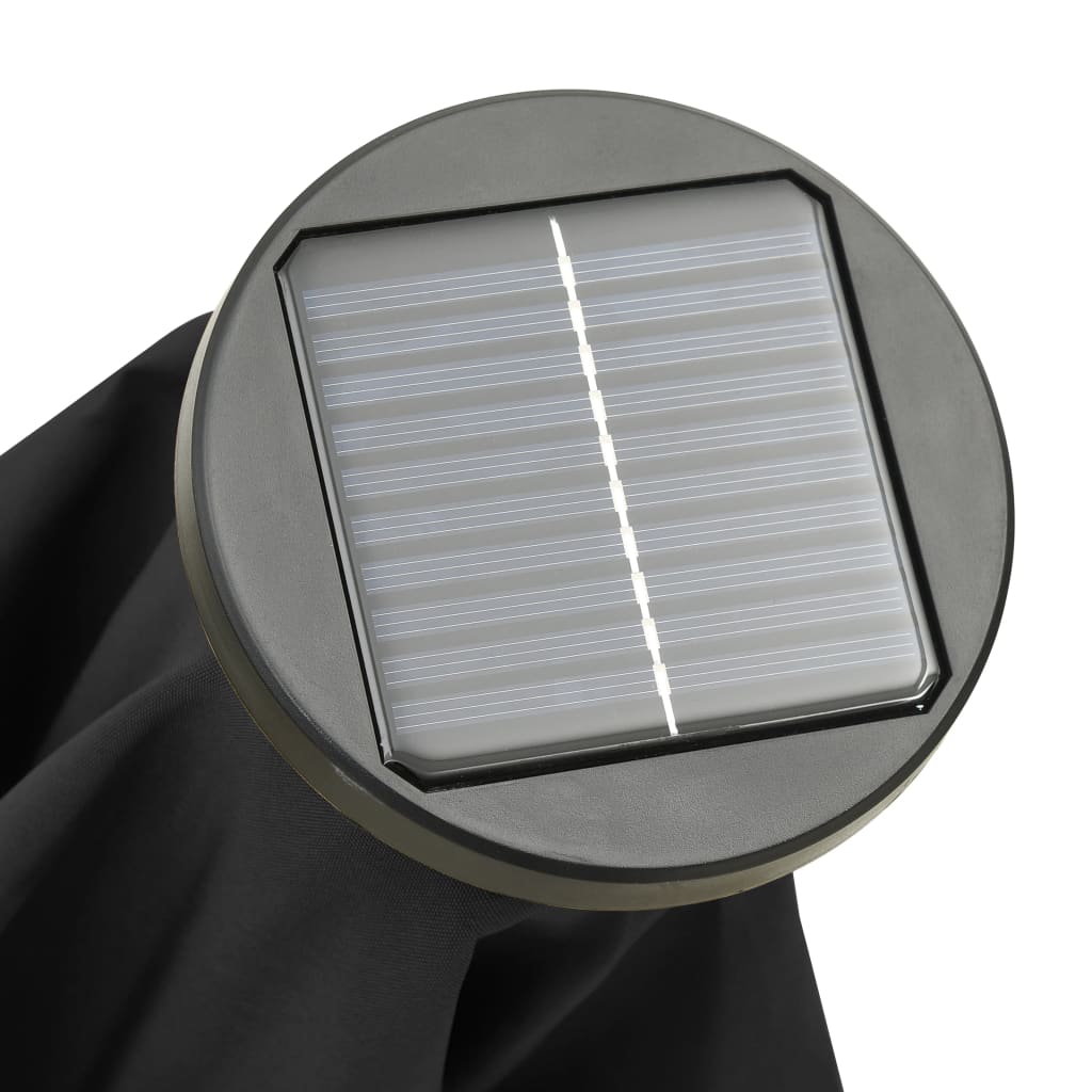Sodo skėtis nuo saulės su LED, juodas, 200x211cm, aliuminis