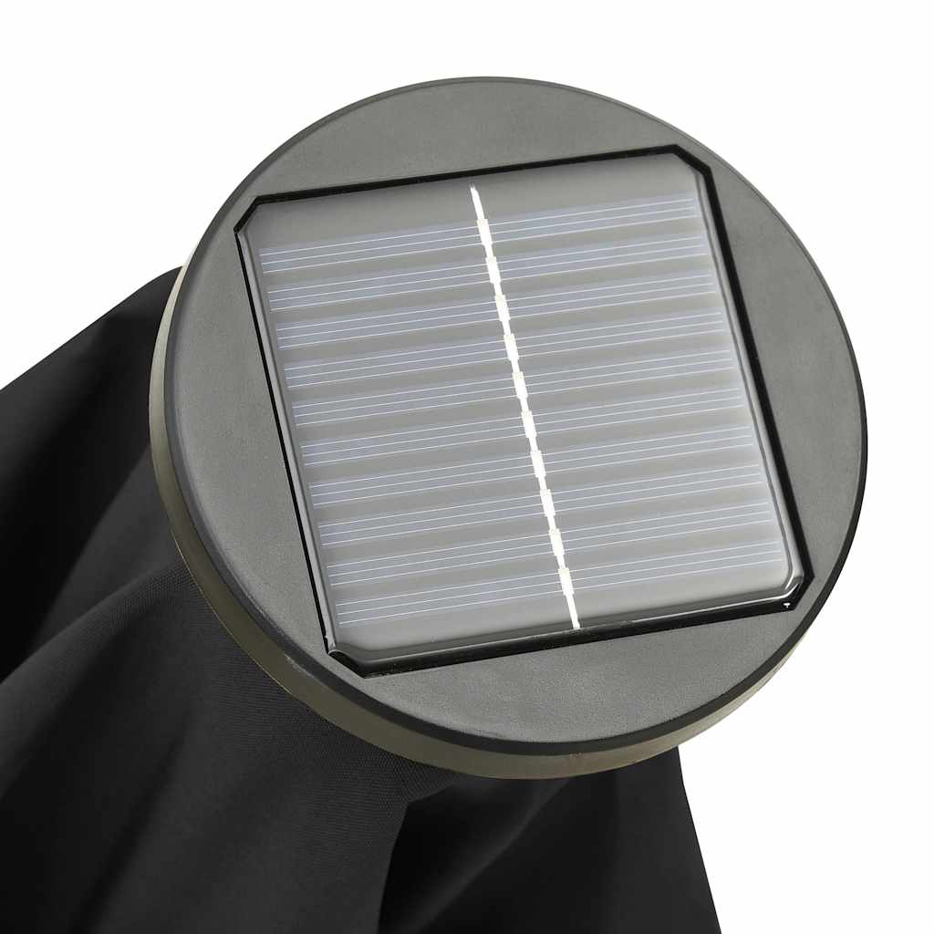 Sodo skėtis nuo saulės su LED, juodas, 200x211cm, aliuminis