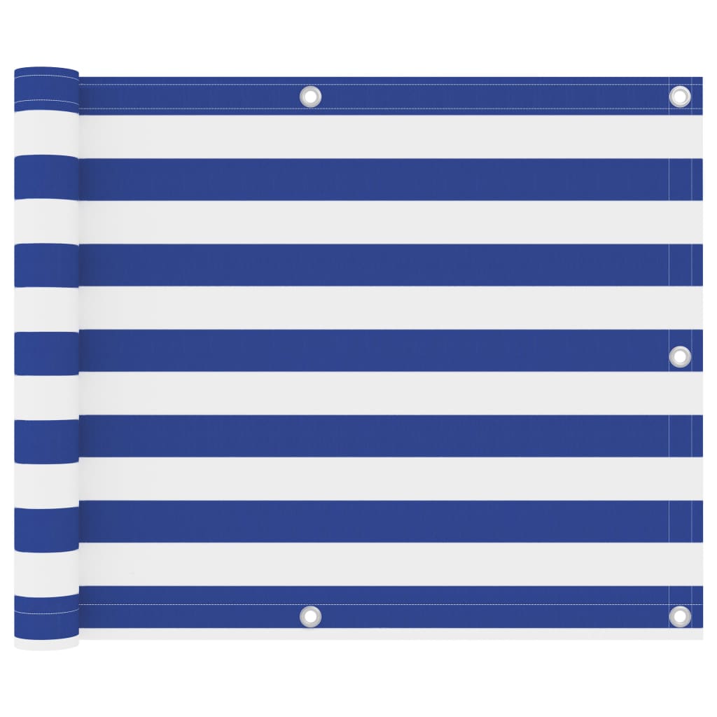 Balkono pertvara, balta ir mėlyna, 75x600cm, oksfordo audinys