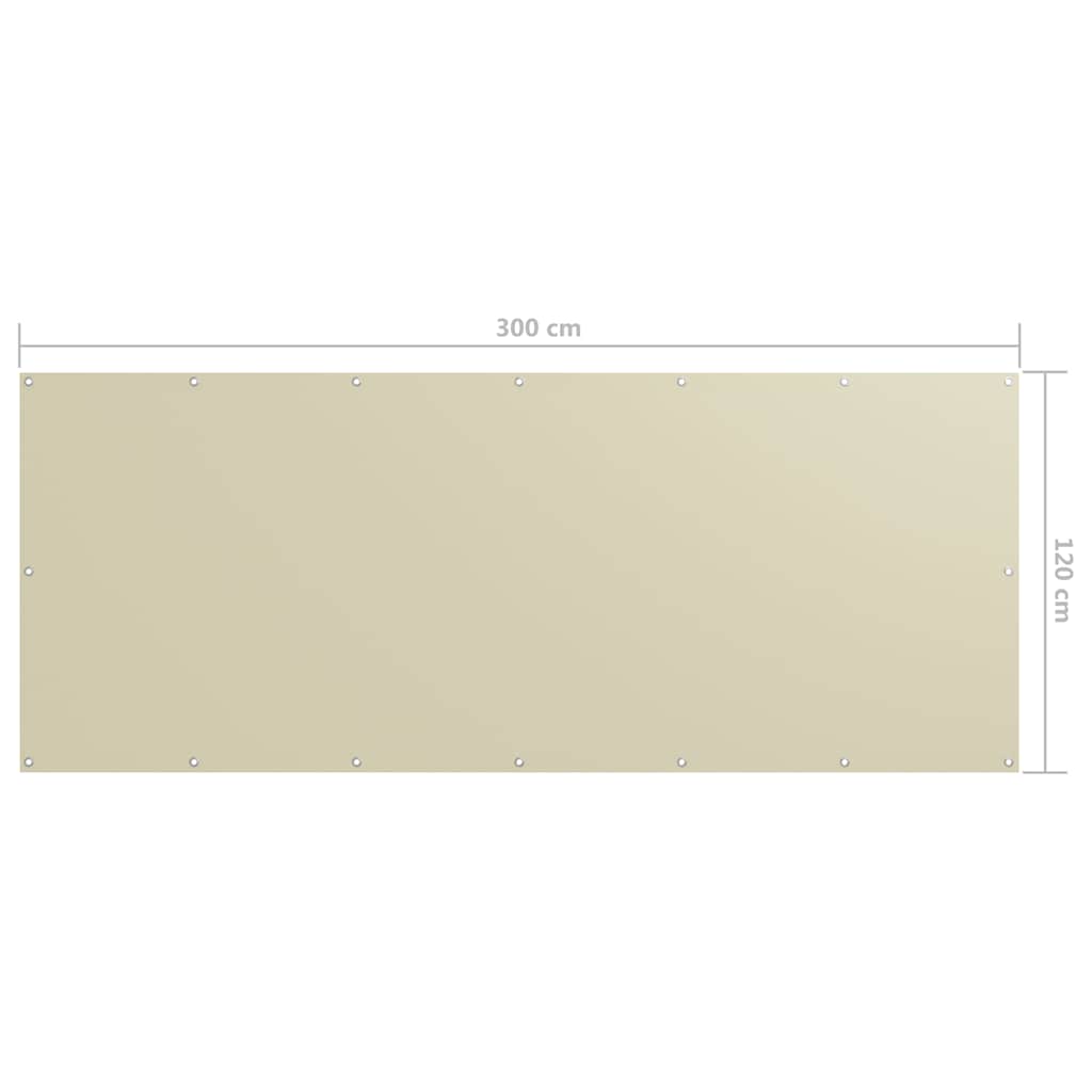 Balkono pertvara, kreminės spalvos, 120x300cm, oksfordo audinys
