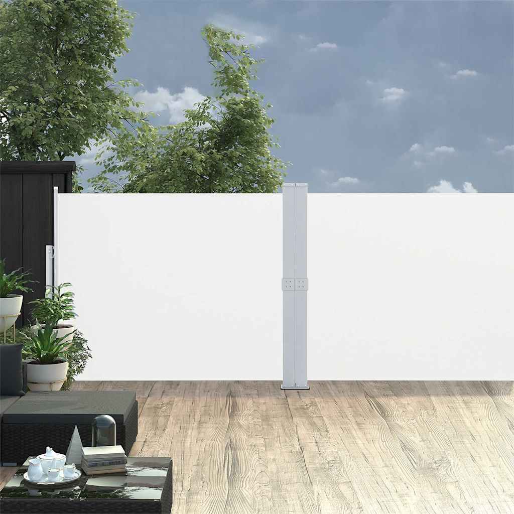 Ištraukiama šoninė kiemo pertvara, kreminės spalvos, 140x1200cm