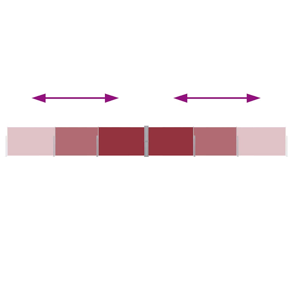 Ištraukiama šoninė kiemo pertvara, raudonos spalvos, 140x1200cm