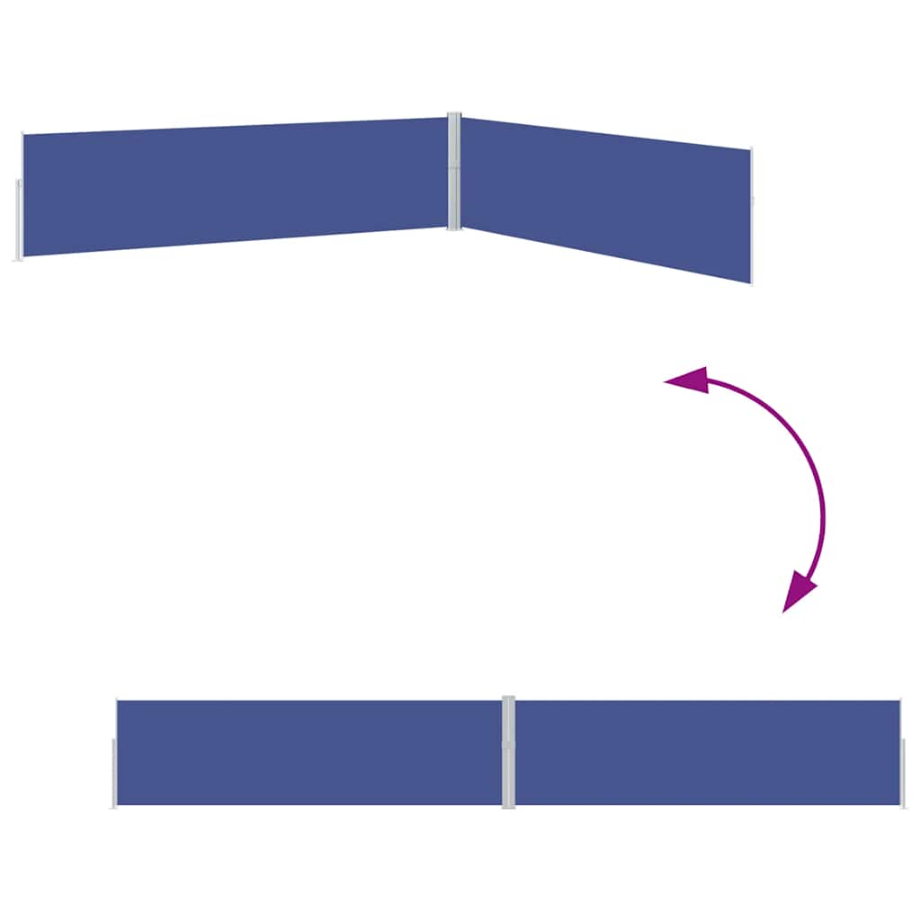 Ištraukiama šoninė kiemo pertvara, mėlynos spalvos, 170x1200cm