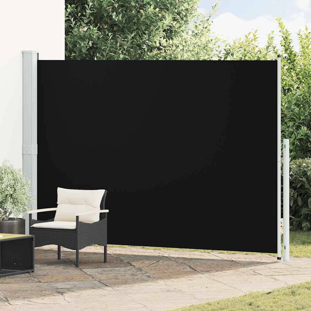 Ištraukiama šoninė kiemo pertvara, juodos spalvos, 200x300cm