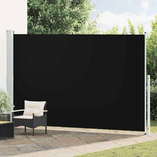 Ištraukiama šoninė kiemo pertvara, juodos spalvos, 220x500cm