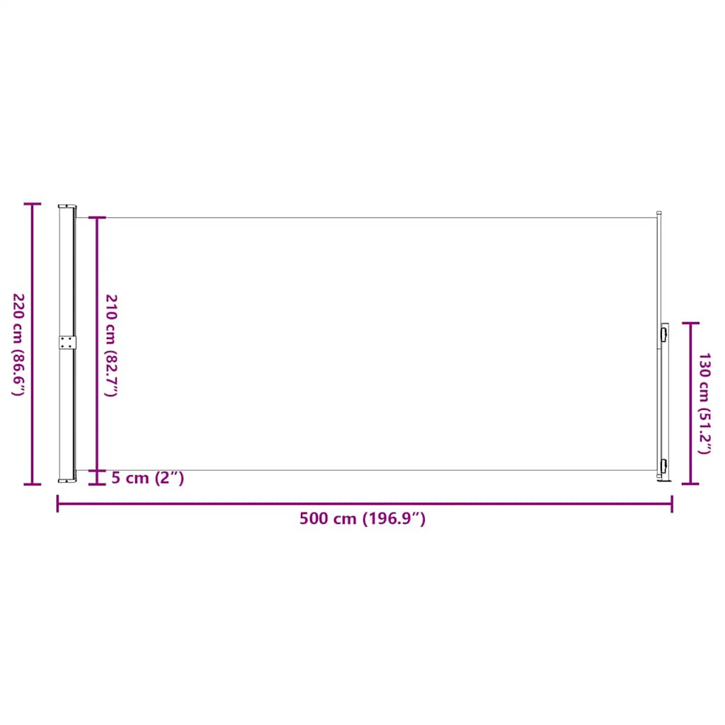 Ištraukiama šoninė kiemo pertvara, raudonos spalvos, 220x500cm