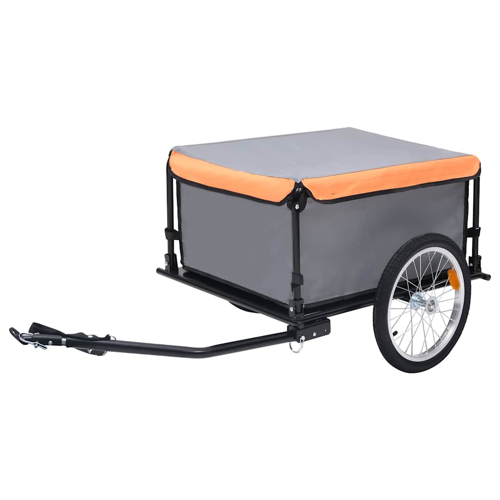 Dviračio priekaba, pilkos ir oranžinės spalvos, 65kg