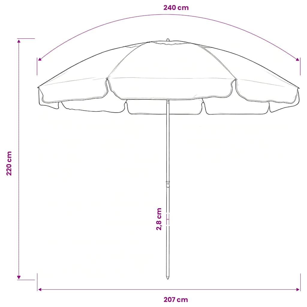 Paplūdimio skėtis nuo saulės, smėlio geltonos spalvos, 240cm
