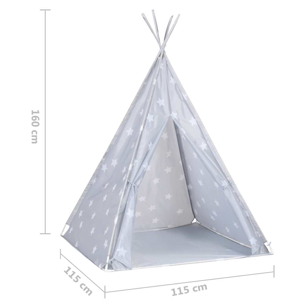 Vaikiška tipi palapinė, pilka, 115x115x160cm, poliesteris