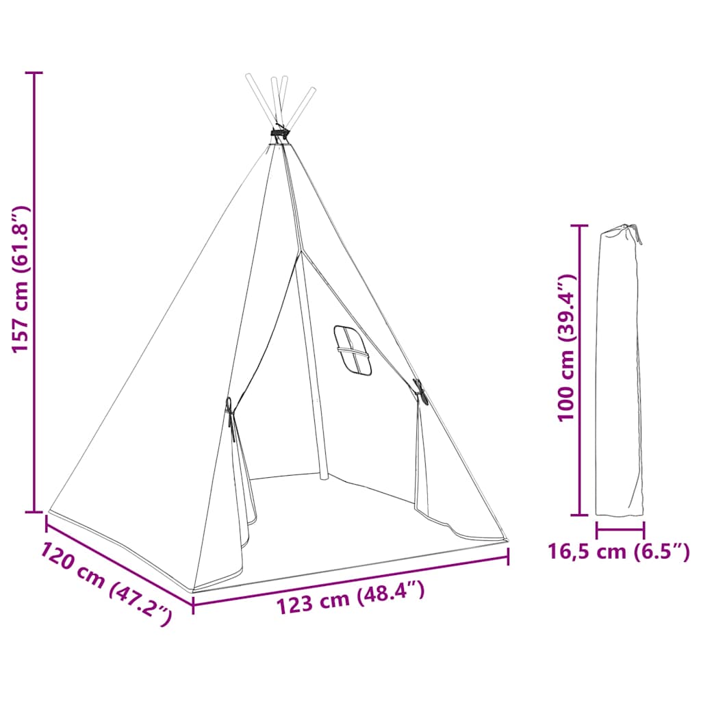 Vaikiška tipi palapinė, pilka, 115x115x160cm, poliesteris