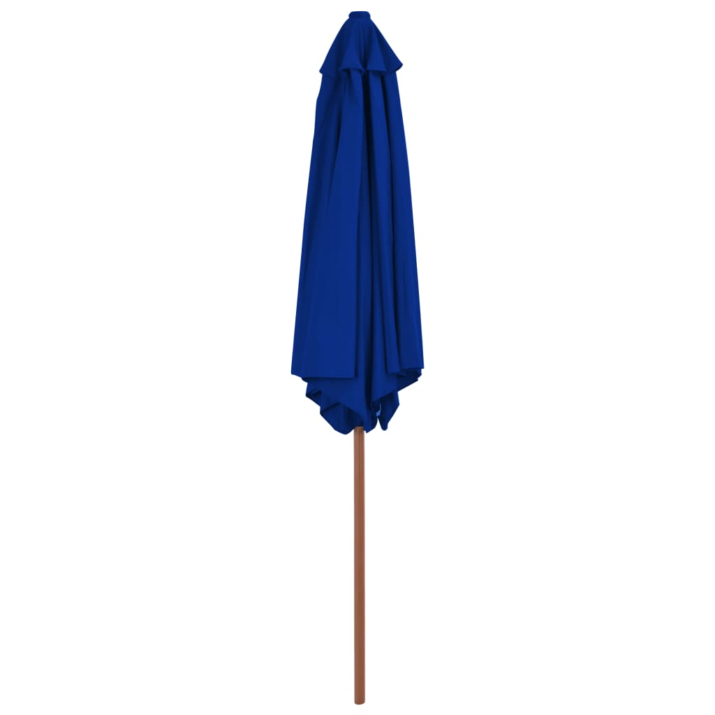 Sodo skėtis nuo saulės su mediniu stulpu, mėlynas, 270cm