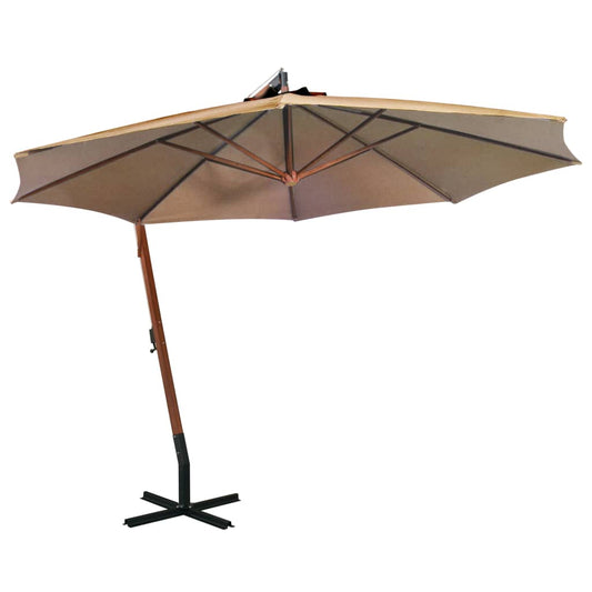 Kabantis sodo skėtis su stulpu, taupe, 3,5x2,9m, eglės masyvas