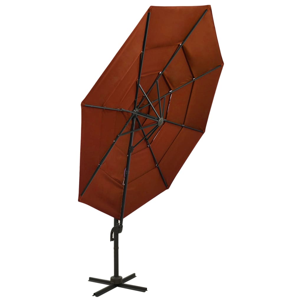 Sodo skėtis su aliuminio stulpu, terakota, 3x3m, 4 aukščių