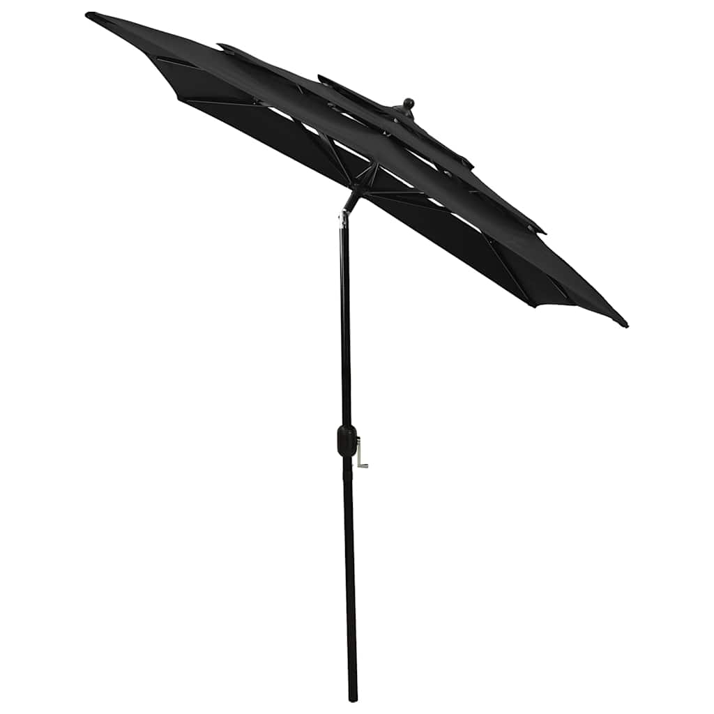 Sodo skėtis su aliuminio stulpu, juodas, 2x2m, 3 aukščių