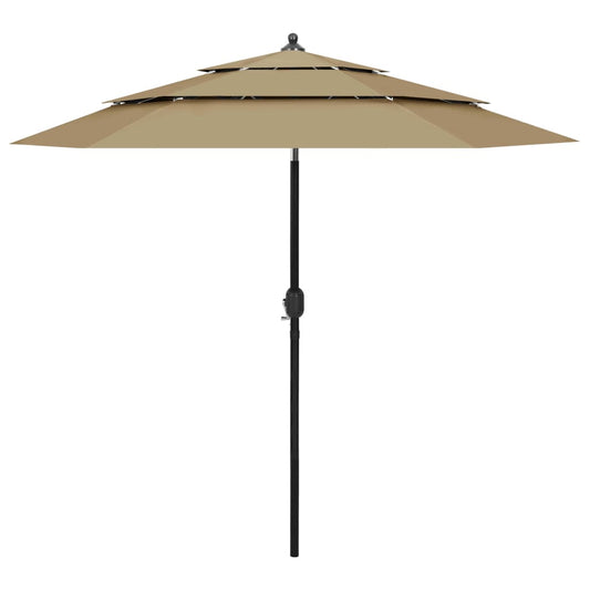 Sodo skėtis su aliuminio stulpu, taupe, 2,5m, 3 aukščių