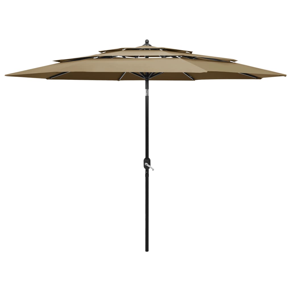 Sodo skėtis su aliuminio stulpu, taupe spalvos, 3m, 3 aukščių