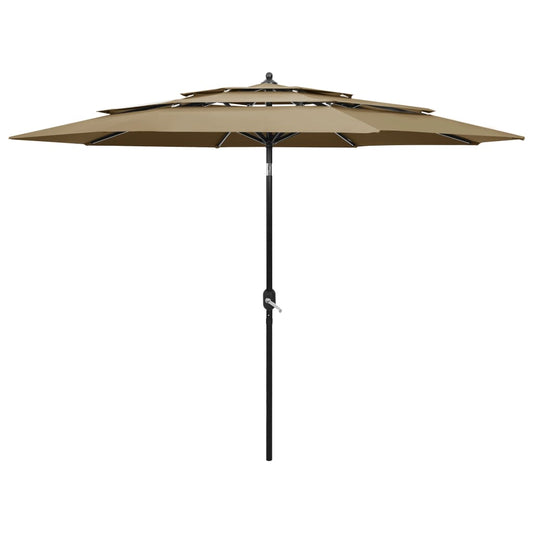 Sodo skėtis su aliuminio stulpu, taupe spalvos, 3m, 3 aukščių